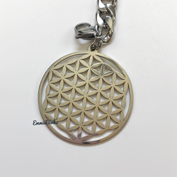 New Sacred Geometry Flower of Life Stainless Steel Geometric Charm Bracelet - Picture 6 of 13
